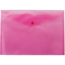 Папка-конверт А5 на кнопке, полупрозрачная, розовый