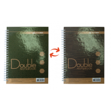 Записная книга DOUBLE А5, на пружине, 96л., клетка, твердый ламинированный переплет, зелено-коричневый