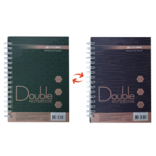 Записная книга DOUBLE А6, на пружине, 96л., клетка, твердый ламинированный переплет, зелено-коричневый
