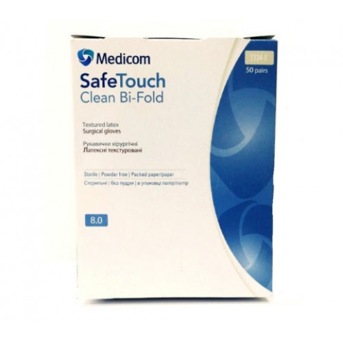 Перчатки хирургические Safe Touch Clean Bi-Fold, стерильные, без пудры, S, M, L