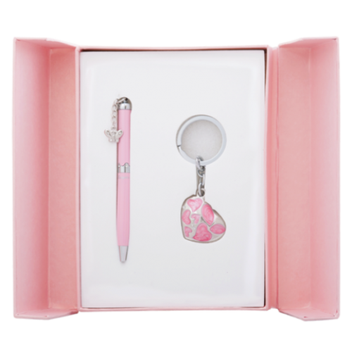 Набор подарочный "Romance": ручка шариковая + брелок, розовый