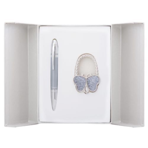 Набор подарочный "Lightness": ручка шариковая + крючек д/ сумки, серый