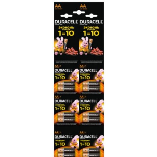 Батарейки "DURACELL" LR6 (AA), отрывной набор, 12шт/упак (6*2шт)