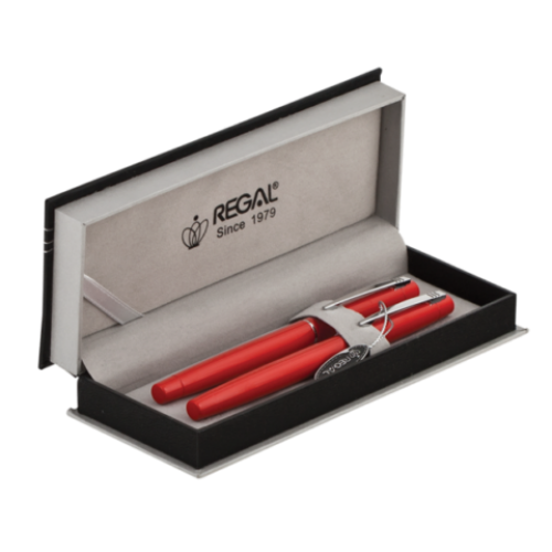 Комплект ручек (перо+роллер) в подарочном футляре P, красный