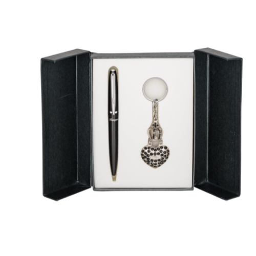 Набор подарочный "Corona": ручка шариковая + брелок, черный