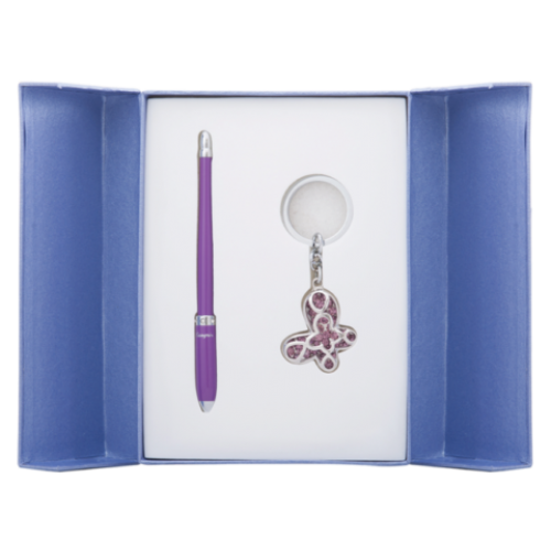 Набор подарочный "Night Moth": ручка шариковая + брелок, фиолетовый