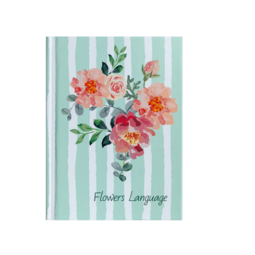Блокнот FLOWERS LANGUAGE, А-6, 64л., кл., тв. обл., мат. лам.+лак, зеленый
