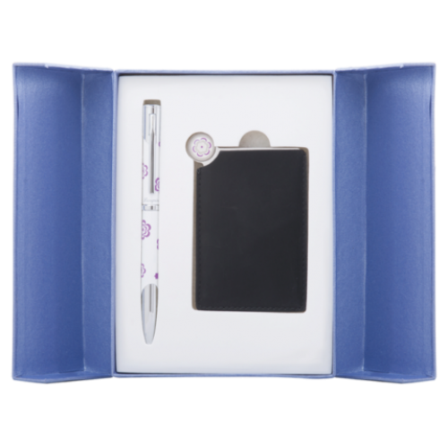 Набор подарочный "Nature": ручка шариковая + зеркало, фиолетовый