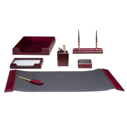 Набор настольный из натурального дерева, 7 предметов, красное дерево