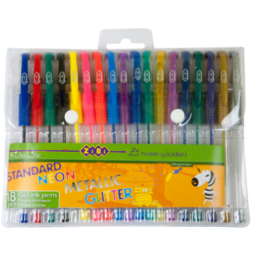 Набор из 18-и гелевых ручек NEON+Standart+Блестки+Металлик