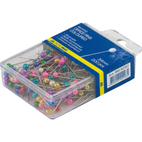 Булавки цветные 34мм, 200шт.