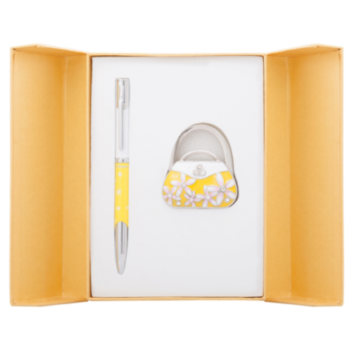 Набор подарочный "Sense": ручка шариковая + крючек д/ сумки, желтый
