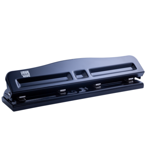 Дырокол металлический BUROMAX, 4 отверстия, 10 листов, черный