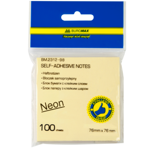 Блок для заметок NEON 76 x76мм, 100 листов, ассорти