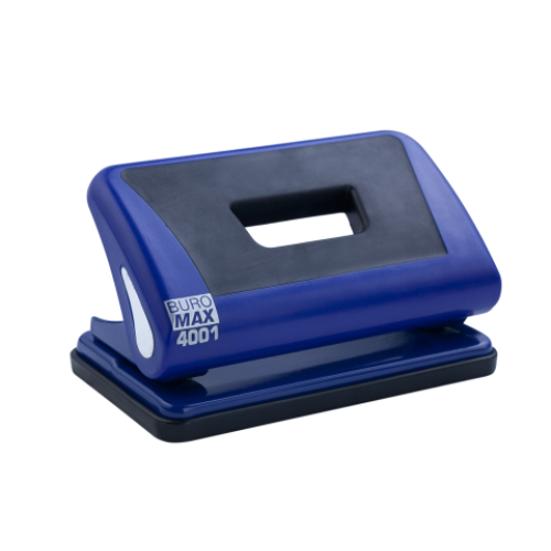 Дырокол пластиковый с резиновой вставкой, BUROMAX, 10 листов, синий