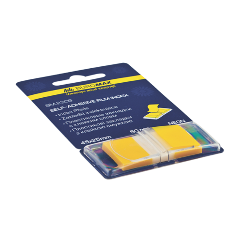 Закладки пластиковые POP-UP NEON, 45x25мм, 50 листов, желтый