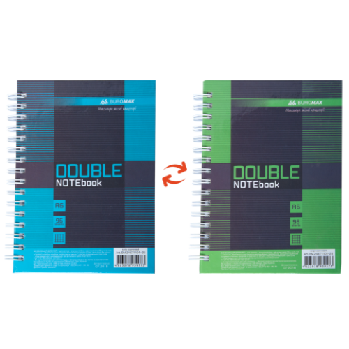 Записная книга DOUBLE А6, на пружине, 96л., клетка, твердый ламинированный переплет, коричневый