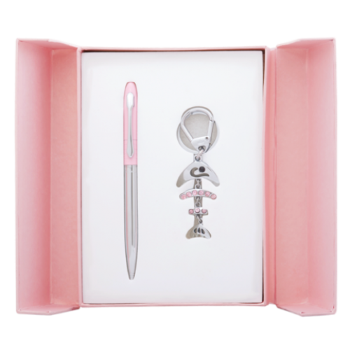 Набор подарочный "Fish": ручка шариковая + брелок, розовый