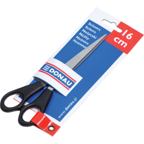 Ножницы офисные 16см, пластиковые ручки, открытый блистер