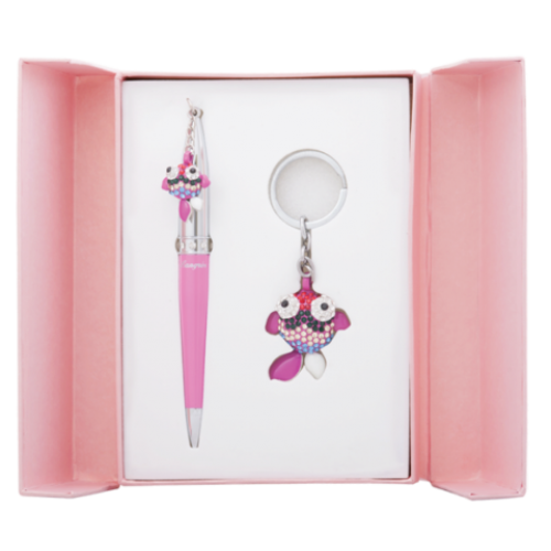 Набор подарочный "Goldfish": ручка шариковая + брелок, малиновый