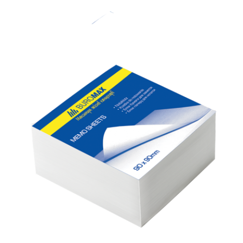 Блок белой бумаги для заметок 90х90х50мм, склеенный