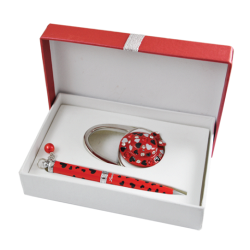 Набор подарочный "Elegance": ручка (Ш) + крючек д/ сумки, красный