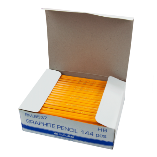 Карандаш графитовый НВ, желтый , коробка