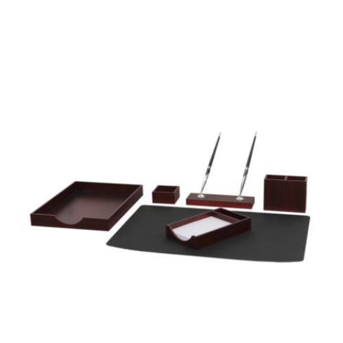 Набор настольный из натурального дерева, 6 предметов, красное дерево