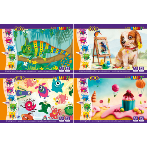 Альбом для рисования, 12 листов, скоба, защитный лак, 100 г/м2, SMART Line