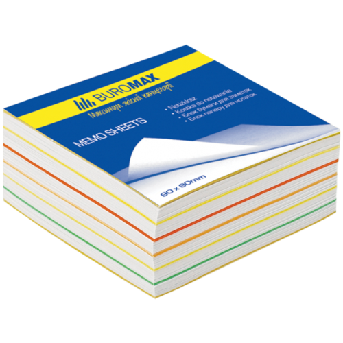 Блок бумаги для заметок "Радуга" 90х90х40мм, не склеенный