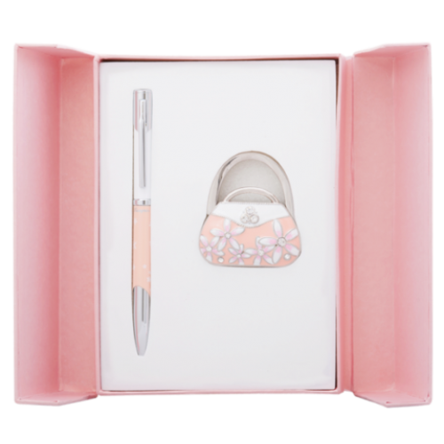 Набор подарочный "Sense": ручка шариковая + крючек д/ сумки, розовый
