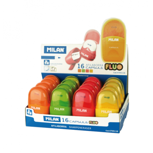 Ластик + точилка CAPSULE FLUO, дисплей