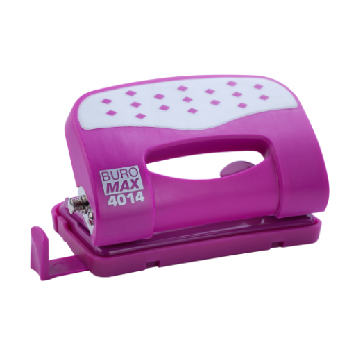 Дырокол металлический "ШАХМАТКА" BUROMAX, 12 листов, розовый