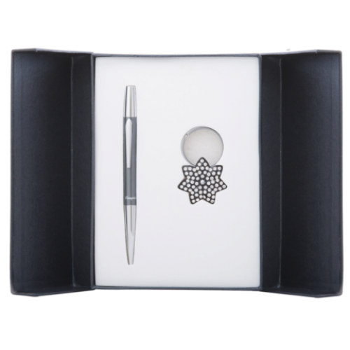 Набор подарочный "Star": ручка шариковая + брелок, черный