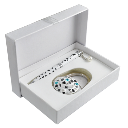 Набор подарочный "Elegance": ручка шариковая + крючек д/ сумки, белый