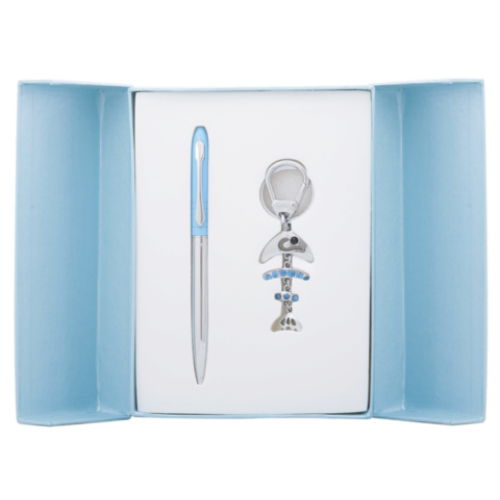 Набор подарочный "Fish": ручка шариковая + брелок, синий