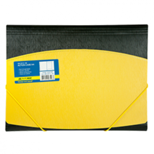 Папка А4 на круглых резинках, желто-черная