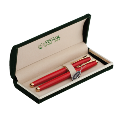 Комплект ручек (перо+роллер) в бархатном футляре H, красный