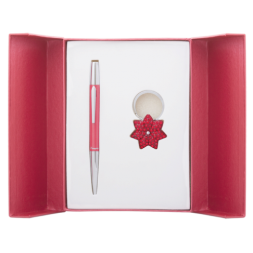 Набор подарочный "Star": ручка шариковая + брелок, красный