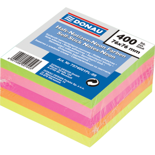Блок для заметок 76х76 мм, 400 л.(неон, ассорти)