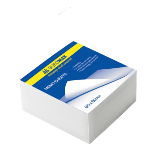 Блок белой бумаги для заметок 80х80х50мм, не склеенный