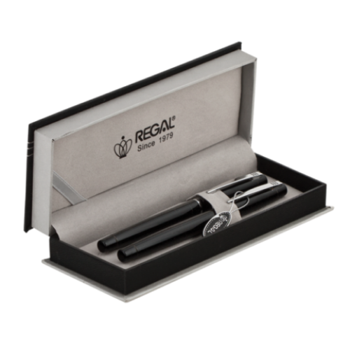 Комплект ручек (перо+роллер) в подарочном футляре P, черный