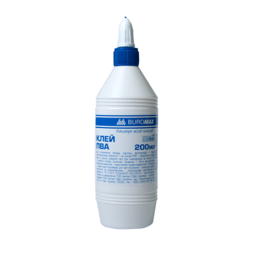 Клей ПВА 200мл, JOBMAX колпачок-дозатор