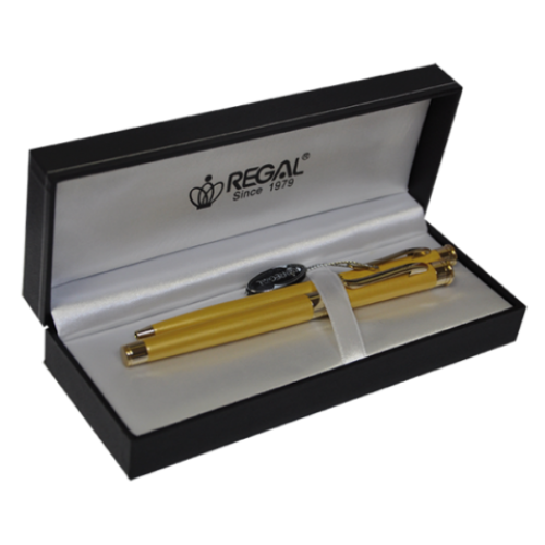 Комплект ручек (перо+шариковая) в подарочном футляре L, золото