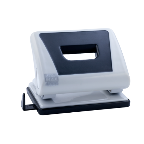 Дырокол пластиковый с резиновой вставкой, BUROMAX, 15 листов, серый