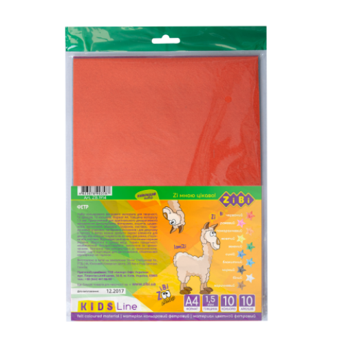 Набор бумаги фетровой, 10 листов: 10 цветов