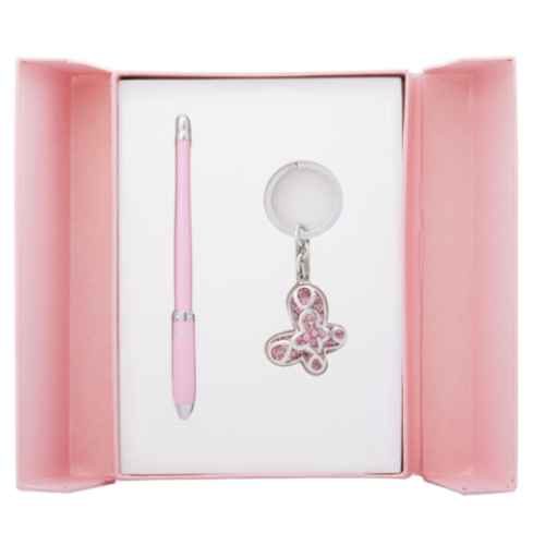 Набор подарочный "Night Moth": ручка шариковая + брелок, розовый