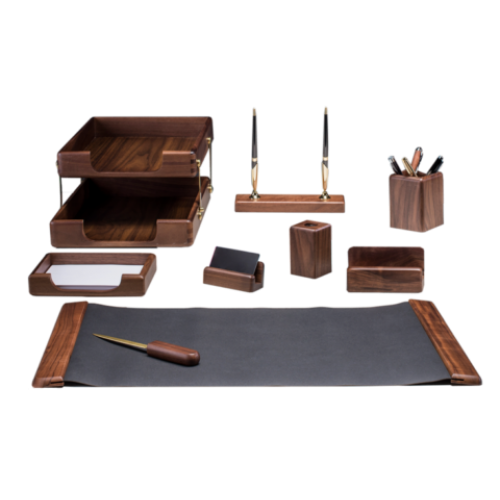 Набор настольный из натурального дерева, 9 предметов, орех