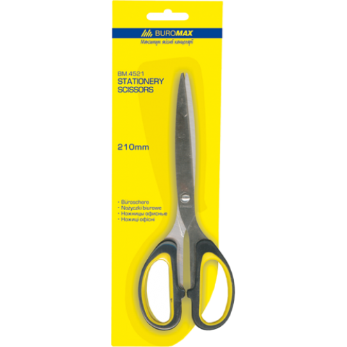 Ножницы цельнометаллические с резиновыми вставкми BUROMAX, 210 мм