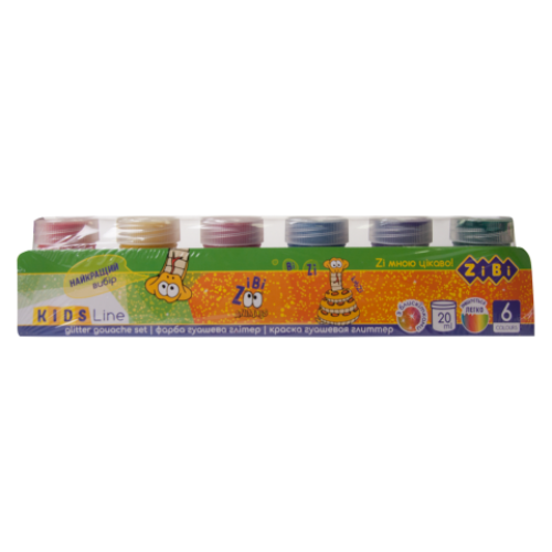 Гуашь 6 цветов х 20мл, GLITTER